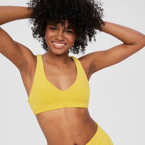 Offline by Aerie Summer Lights Terry Sports Bra Shorts SET Green Rush Size XS - Picture 2 of 9